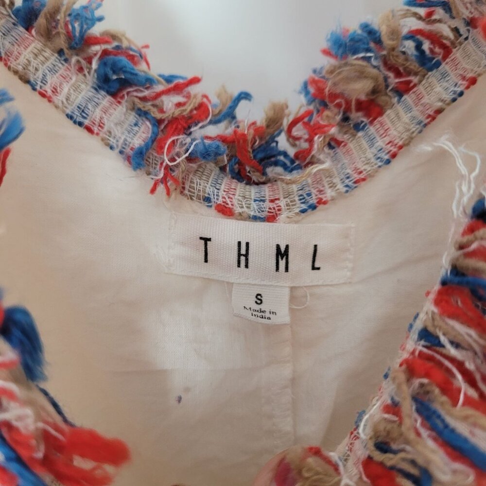 THML Multicolor Striped Sleeveless Fringe Hem Maxi Dress S - Picture 3 of 10